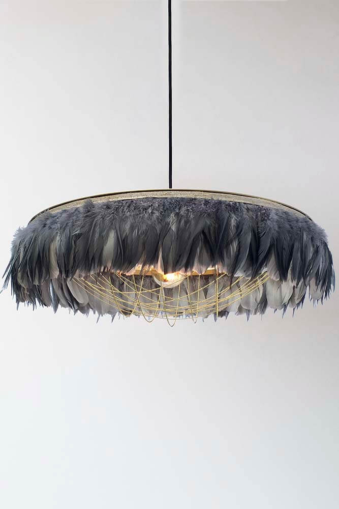 dark grey feather chandelier