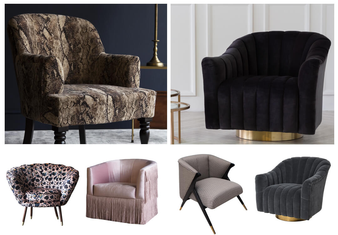 lifestyle grid of armchairs for the bedroom