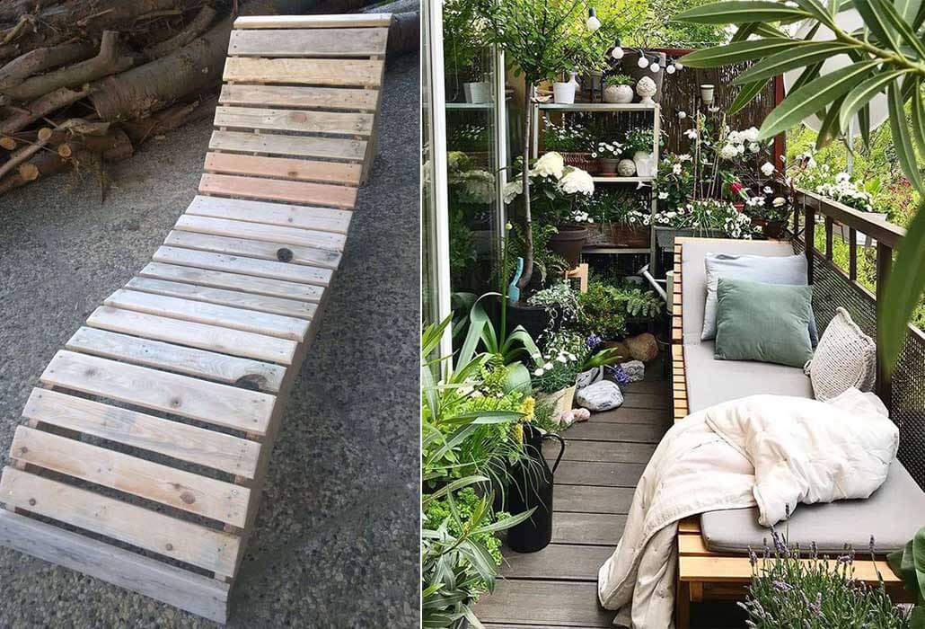 garden sun lounger made from wooden pallets