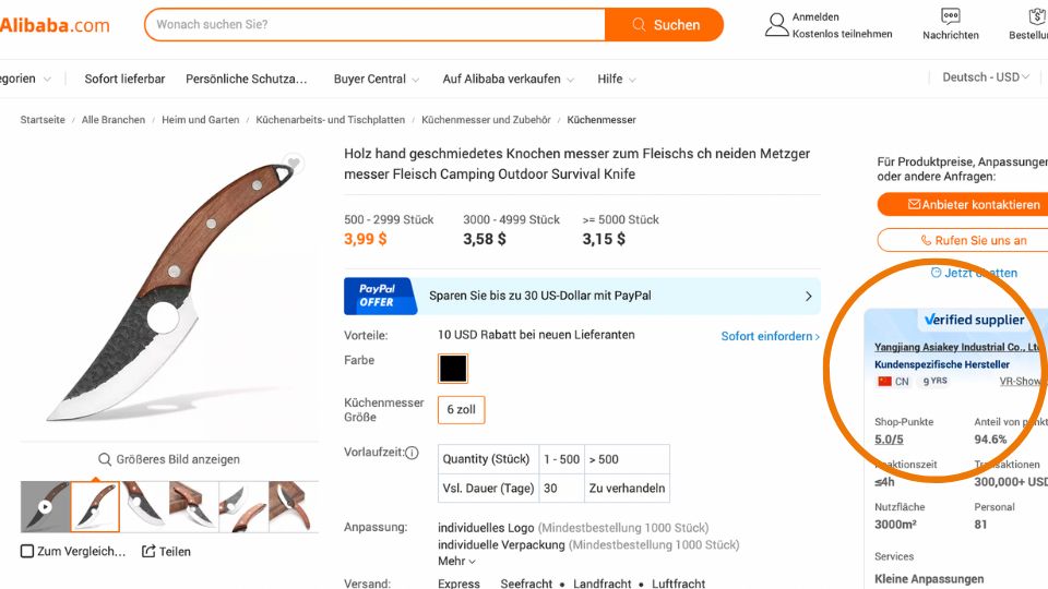 Huusk Japan Messer auf Alibaba