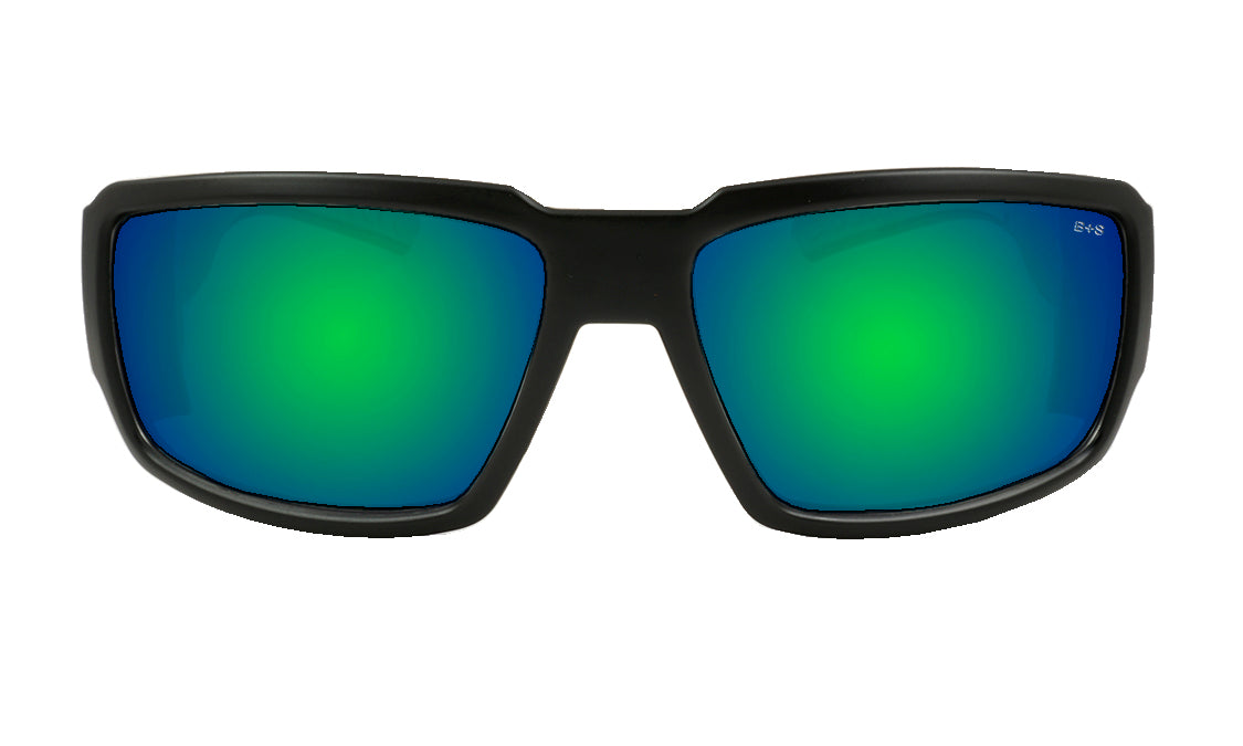 Green Mirror Lens Safety Sunglasses with Matte Black Frame