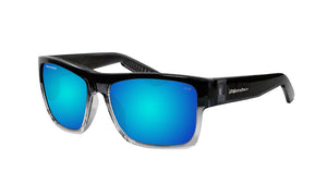 Crystal Ice Blue Mirror Lens Sunglasses with Side Shields