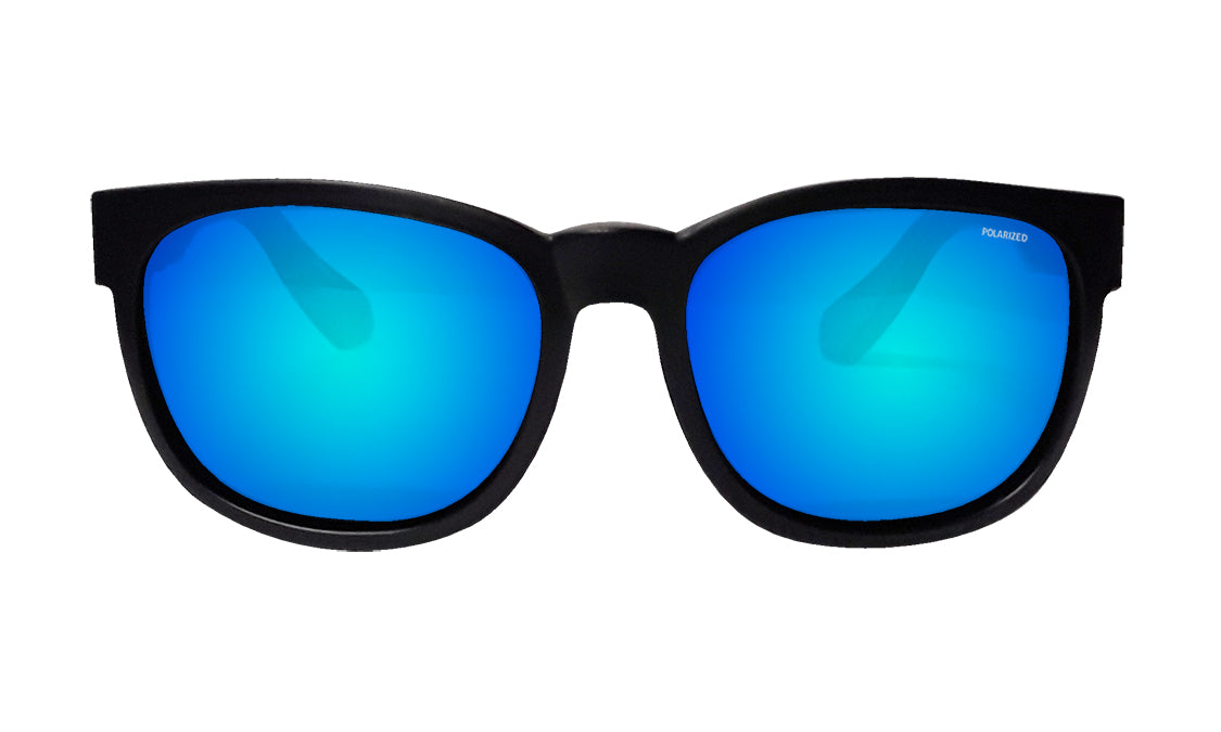 Blue Mirrored Polarized Sunglasses - Round Lens