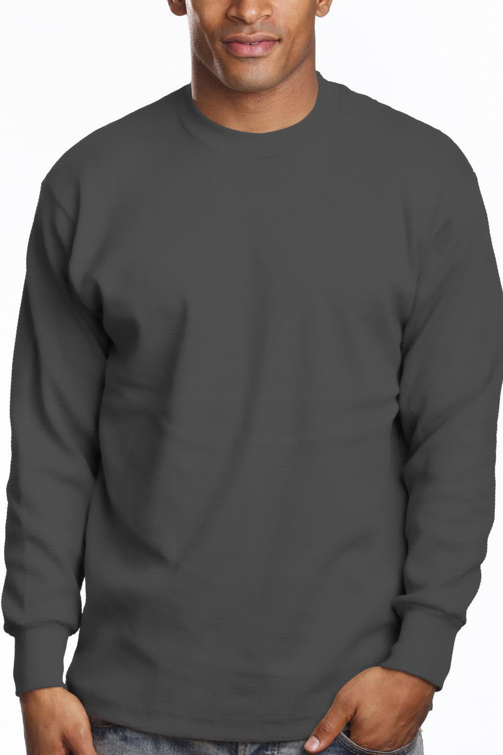 grey long sleeve shirt