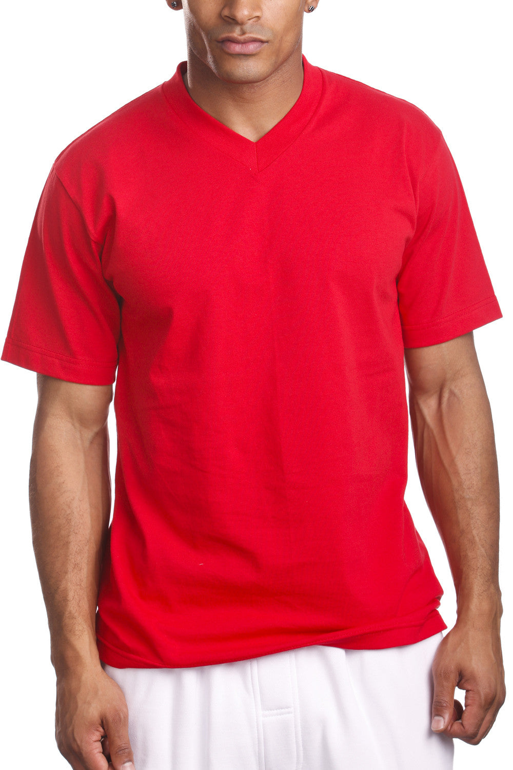 red v neck t shirt