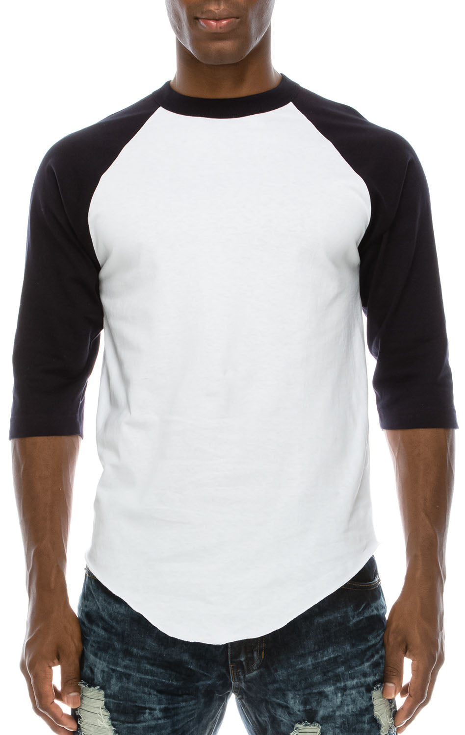 black and grey raglan shirt