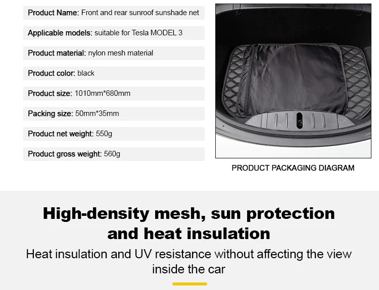 Sunshade for Tesla Model 3