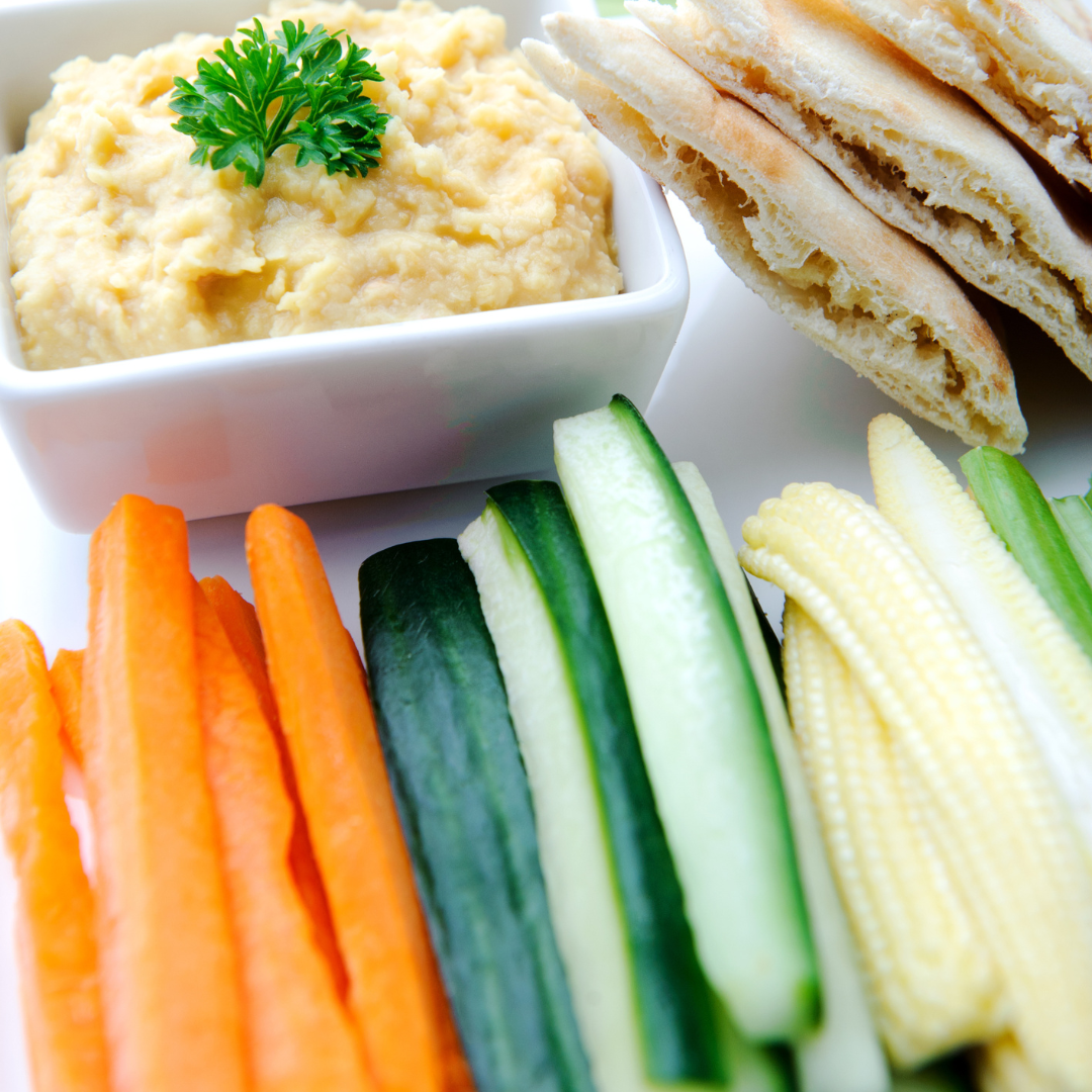 hummus carrot sticks cucumber sticks