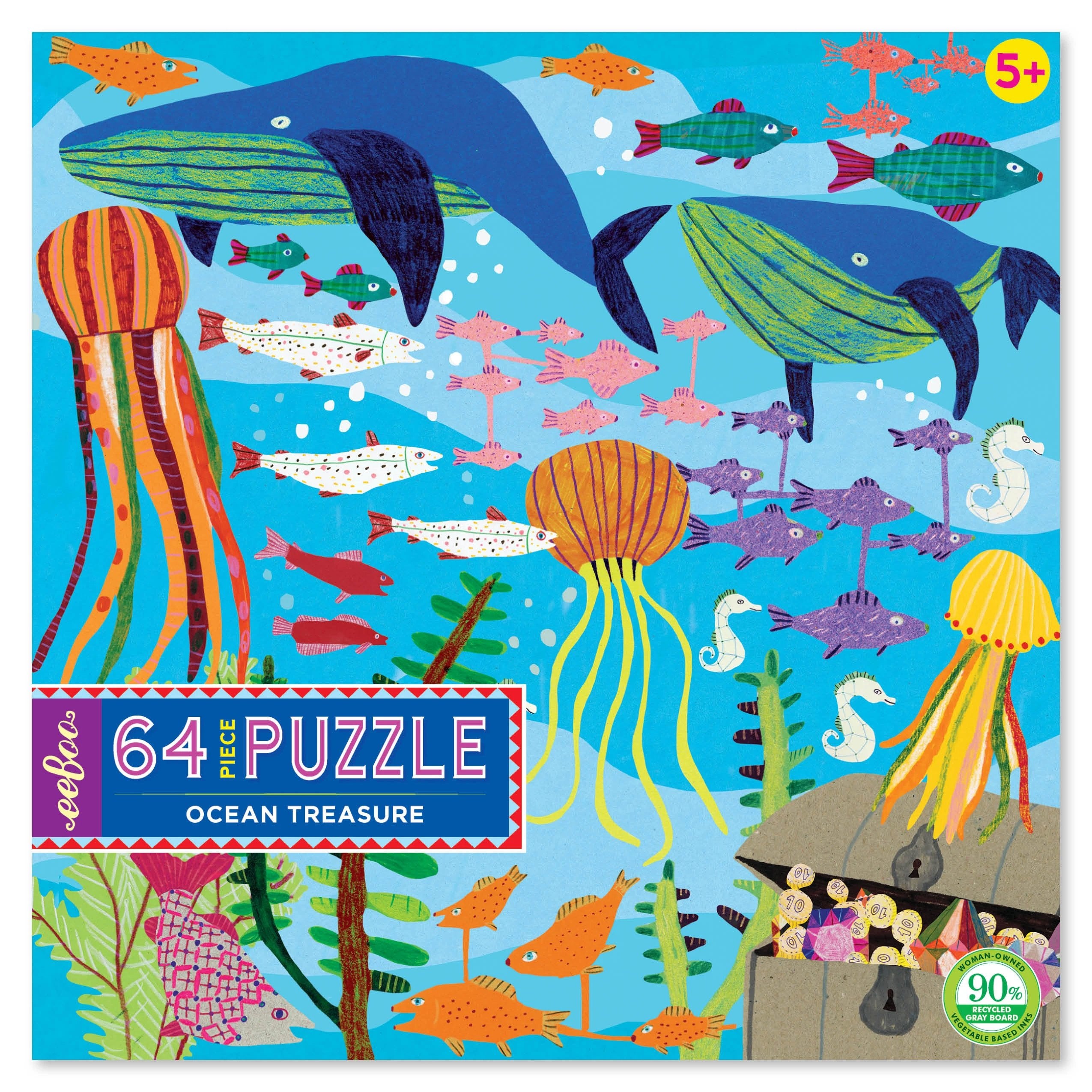 eeBoo Ocean Treasure 64 Piece Puzzle | Jigsaw Puzzles