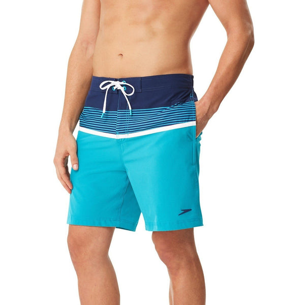 Speedo Two Tone Stripe E-Board Swim Shorts-Green | Men's Lifestyle Swimwear