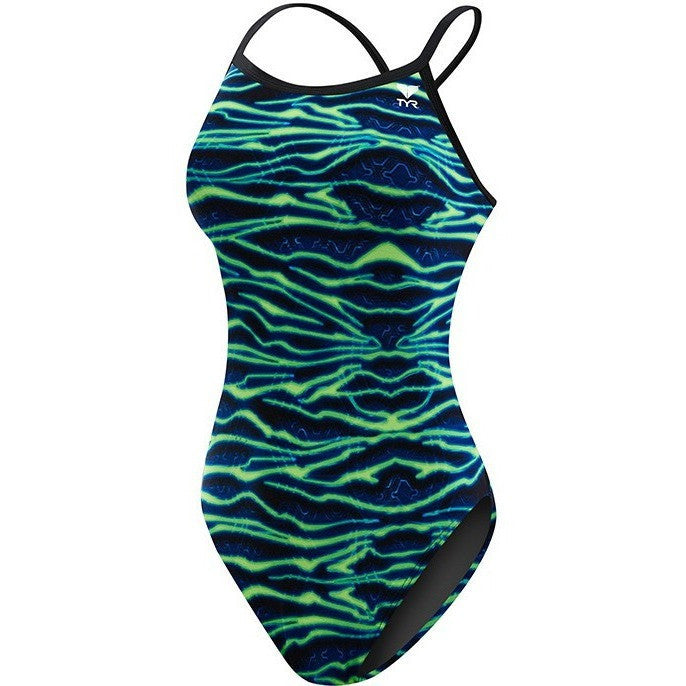 TYR Voltage Diamondfit Swimsuit- Blue/Green | Women's Competition Swimwear
