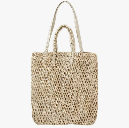 Boho Evil Eye Rattan Paper Straw Wicker Round Beach Tote Bag