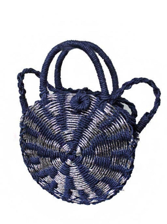 Boho Evil Eye Rattan Paper Straw Wicker Round Beach Tote Bag