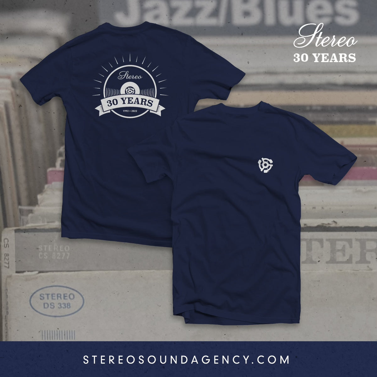 Stereo 30 Year Anniversary Tee - Navy – Stereo Skateboards