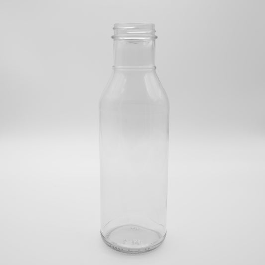 12 oz Clear Glass Ring Neck Dressing & Sauce Bottles (Lug Cap) - 12/Case, Clear Type III 38 Lug