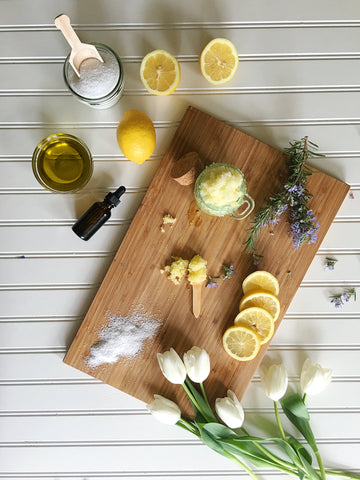 DIY salt scrub lemon and rosemary