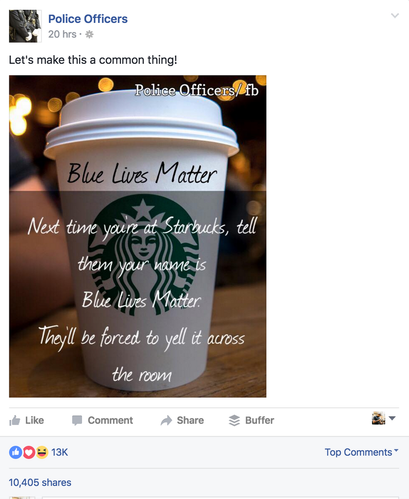 Blue Lives Matter Starbucks