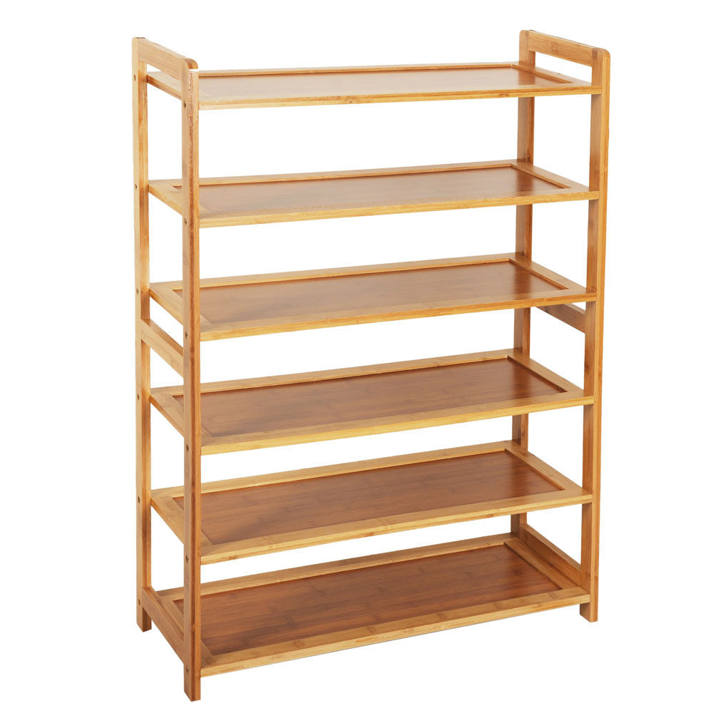 6-Tier Bamboo Shoe Rack for Entryway Storage