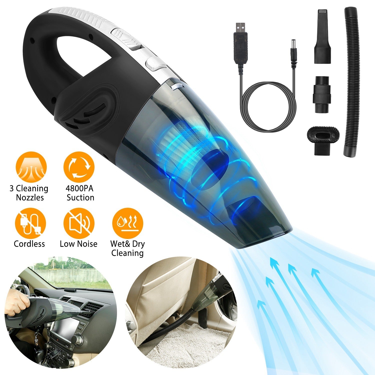 Portable Cordless Handheld Car Vacuum with Strong Suction