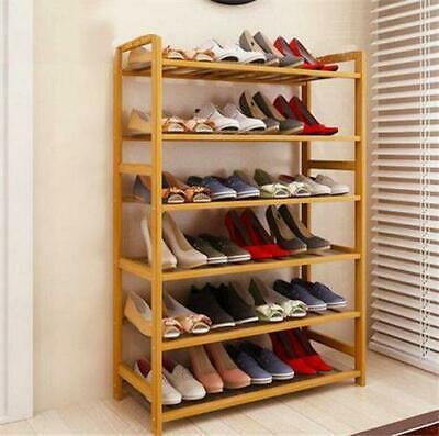 6-Tier Bamboo Shoe Rack for Entryway Storage