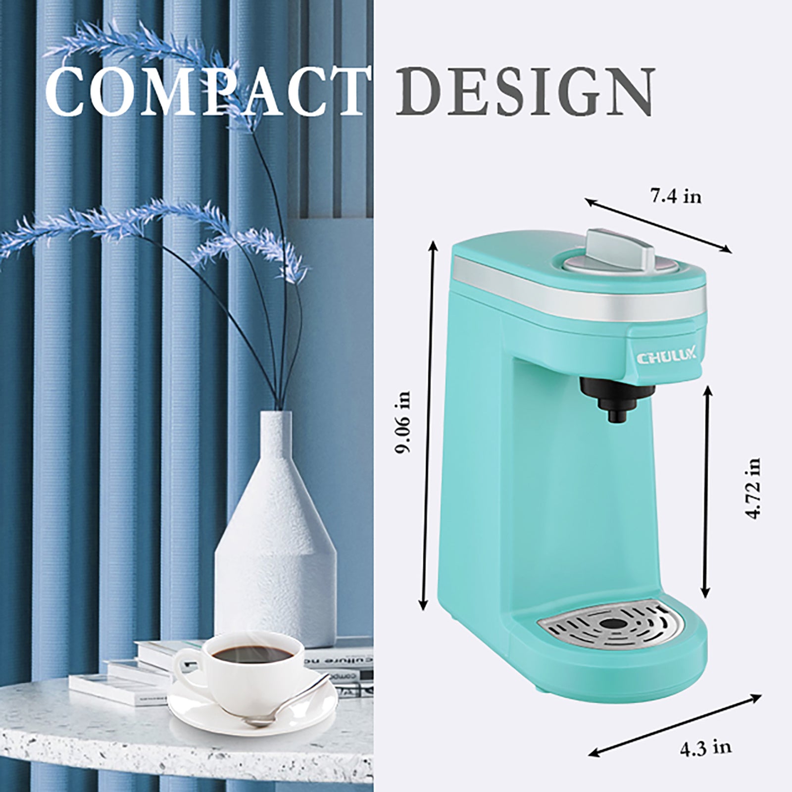 CHULUX Single Serve Coffee Maker KCUP Pod Coffee Brewer, Single Cup Coffee  Machine Mini 3 in 1 for K CUP Ground Coffee Tea Filter, One Cup Coffee Make,Coffee  Maker