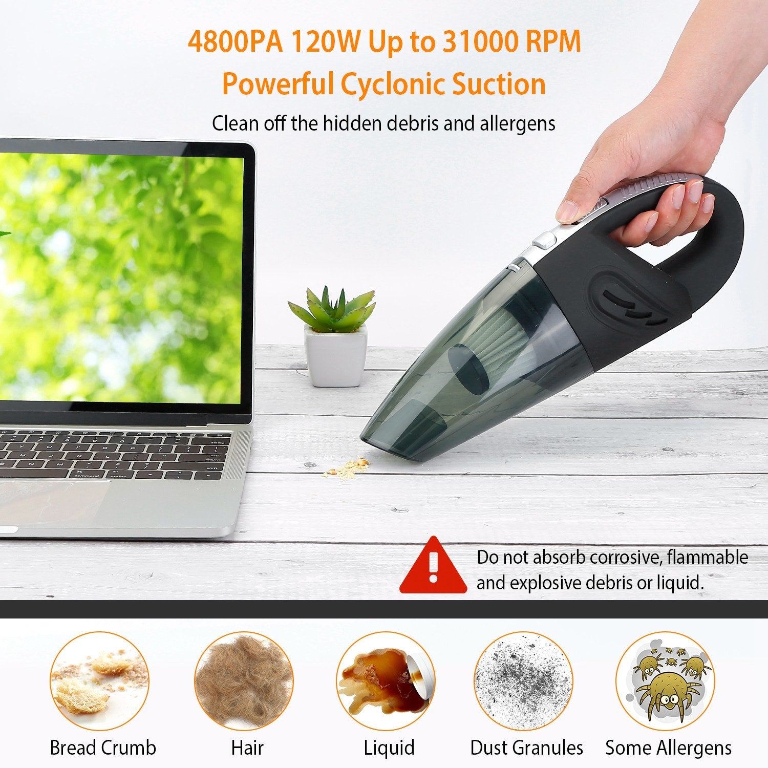 Portable Cordless Handheld Car Vacuum with Strong Suction