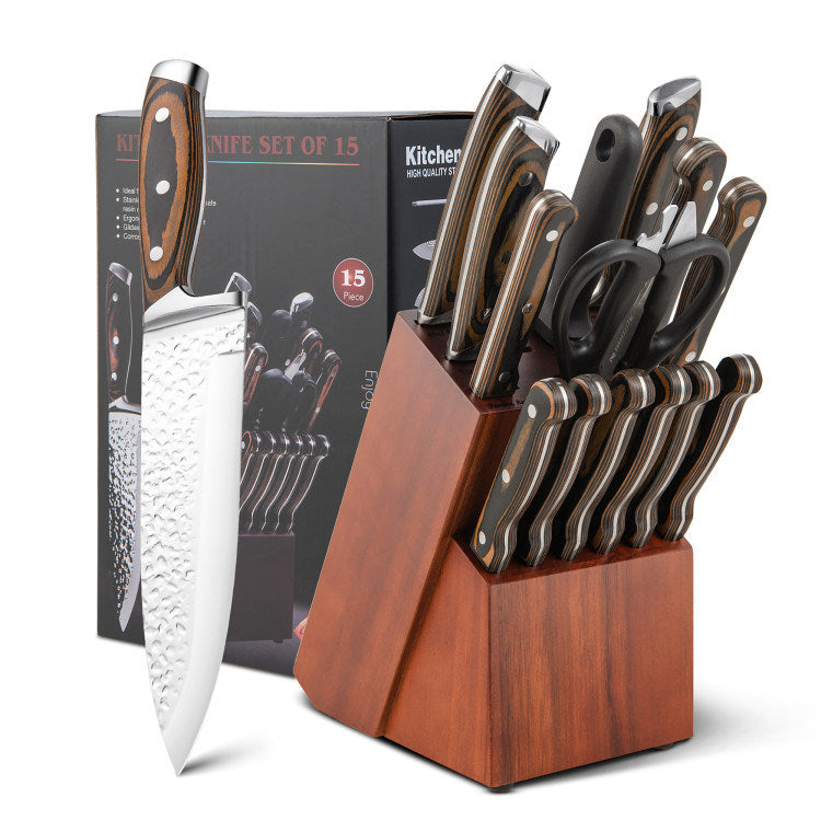 Cookit 15-Piece Stainless Steel Hollow Handle Kitchen Chef Knives