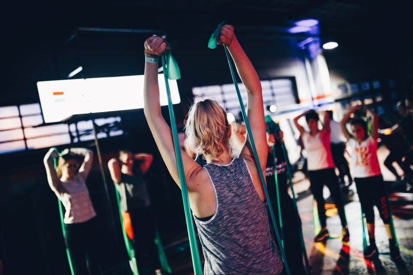 Bands at the Gym, Back stretch.