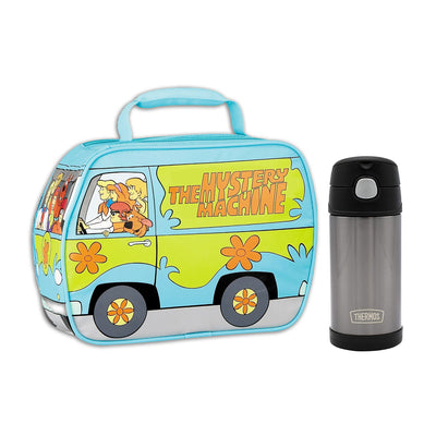 Scooby-Doo 3 Piece Lunch Box Set | Kids Mystery Machine Lunch Bag, Bottle and Snack Pot Bundle | Tupperware Matching Set