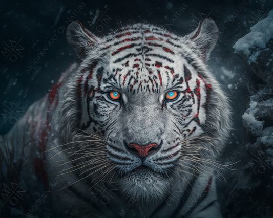 angry white tiger eyes