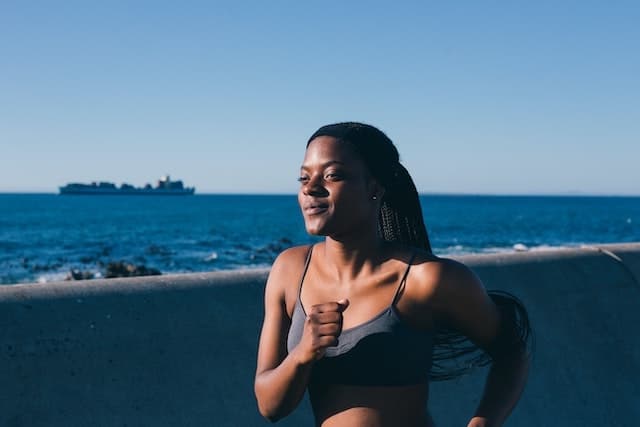 A woman jogging