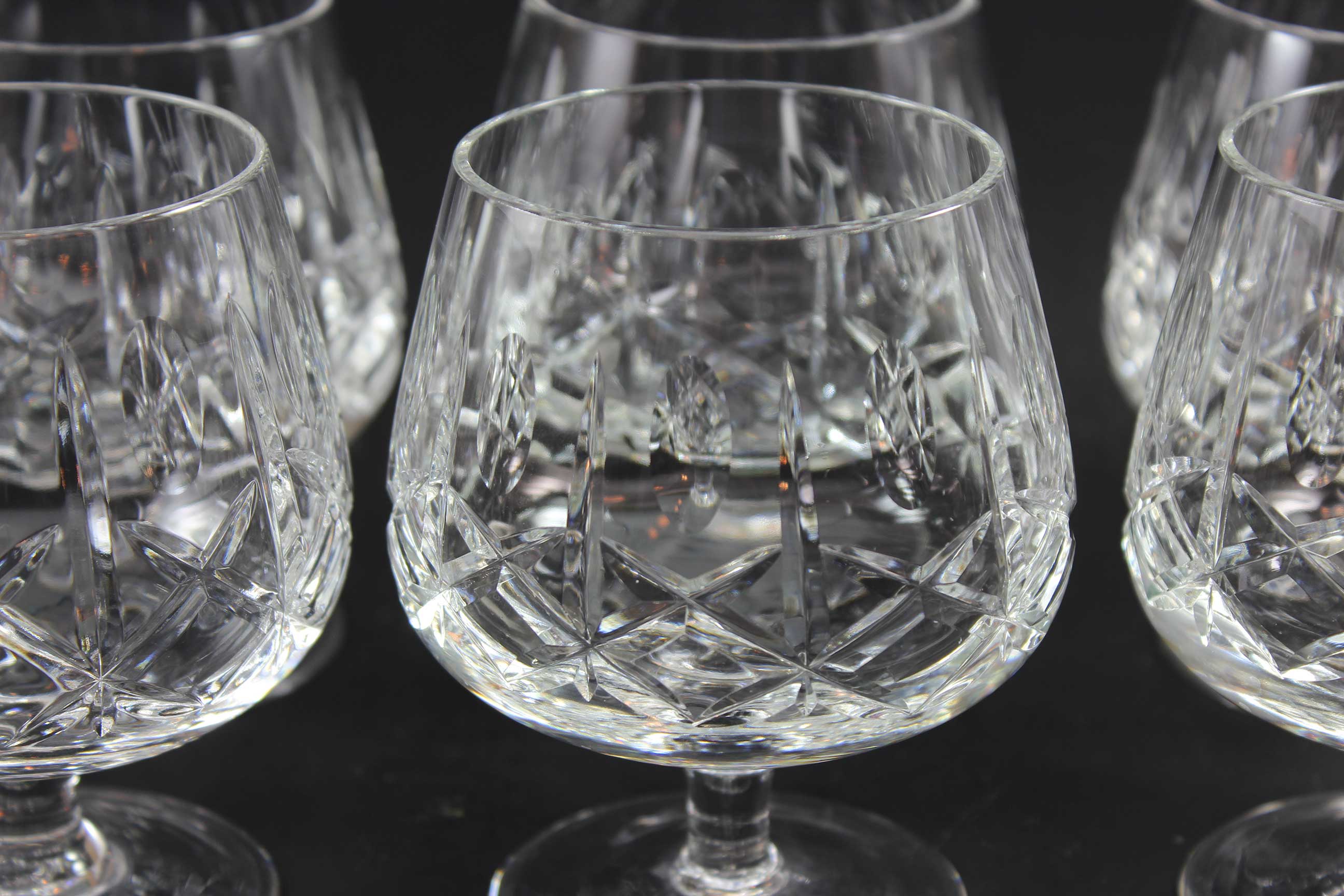Set Of 4 Heavy, Hand Cut Edinburgh Lead Crystal Brandy Glasses
