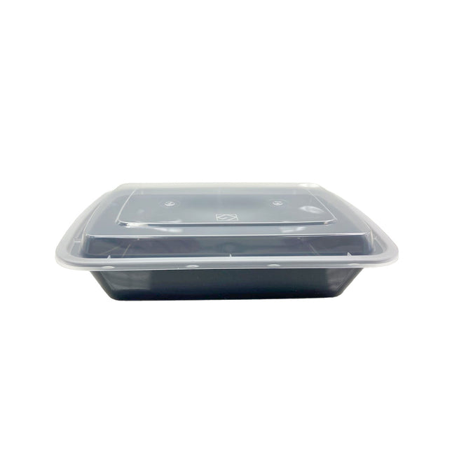 Choice 16 oz. White 8 x 5 1/4 x 1 1/2 Rectangular Microwavable Heavy  Weight Container with Lid - 150/Case