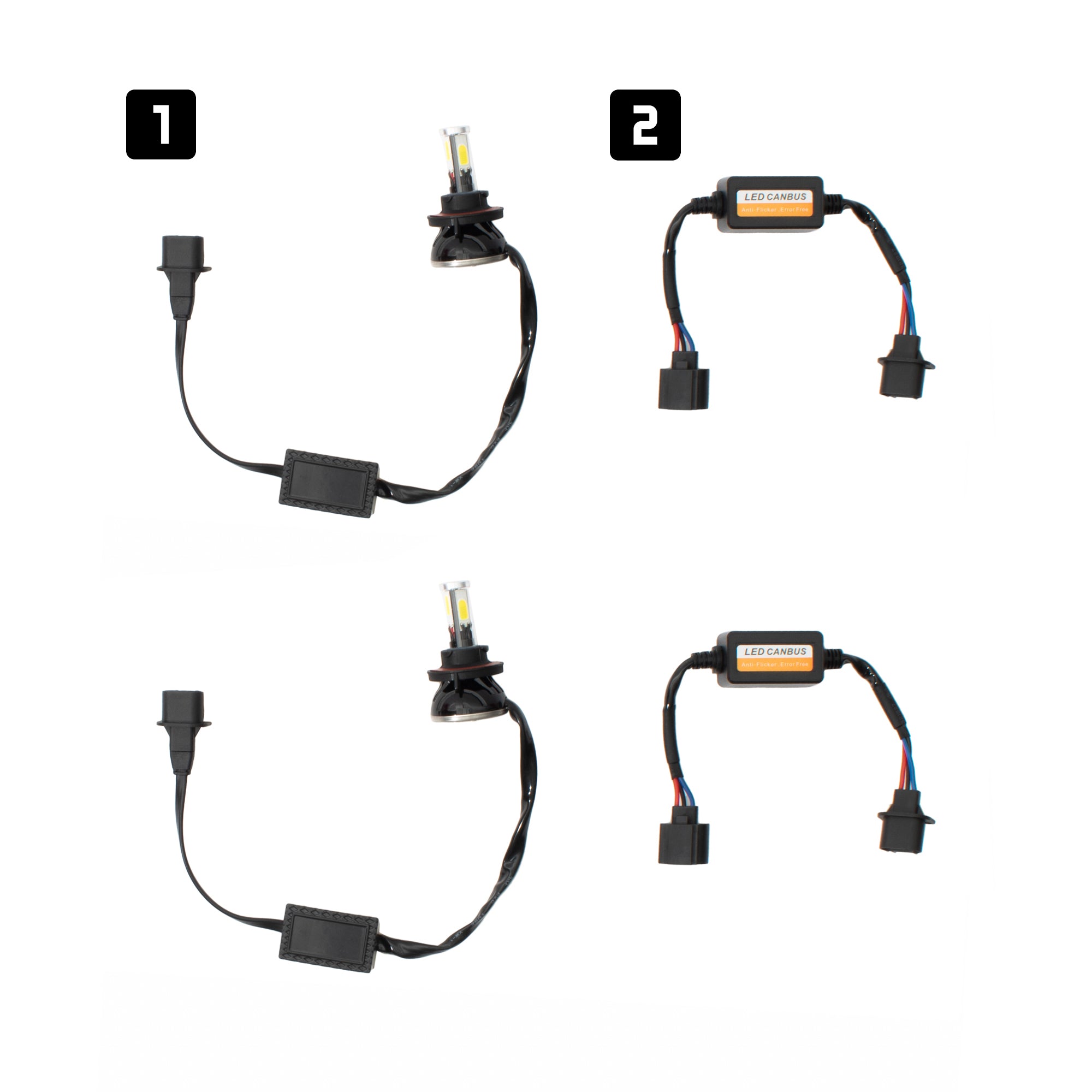XenonPro - H13 LED Headlight Kit Bulb Package Content