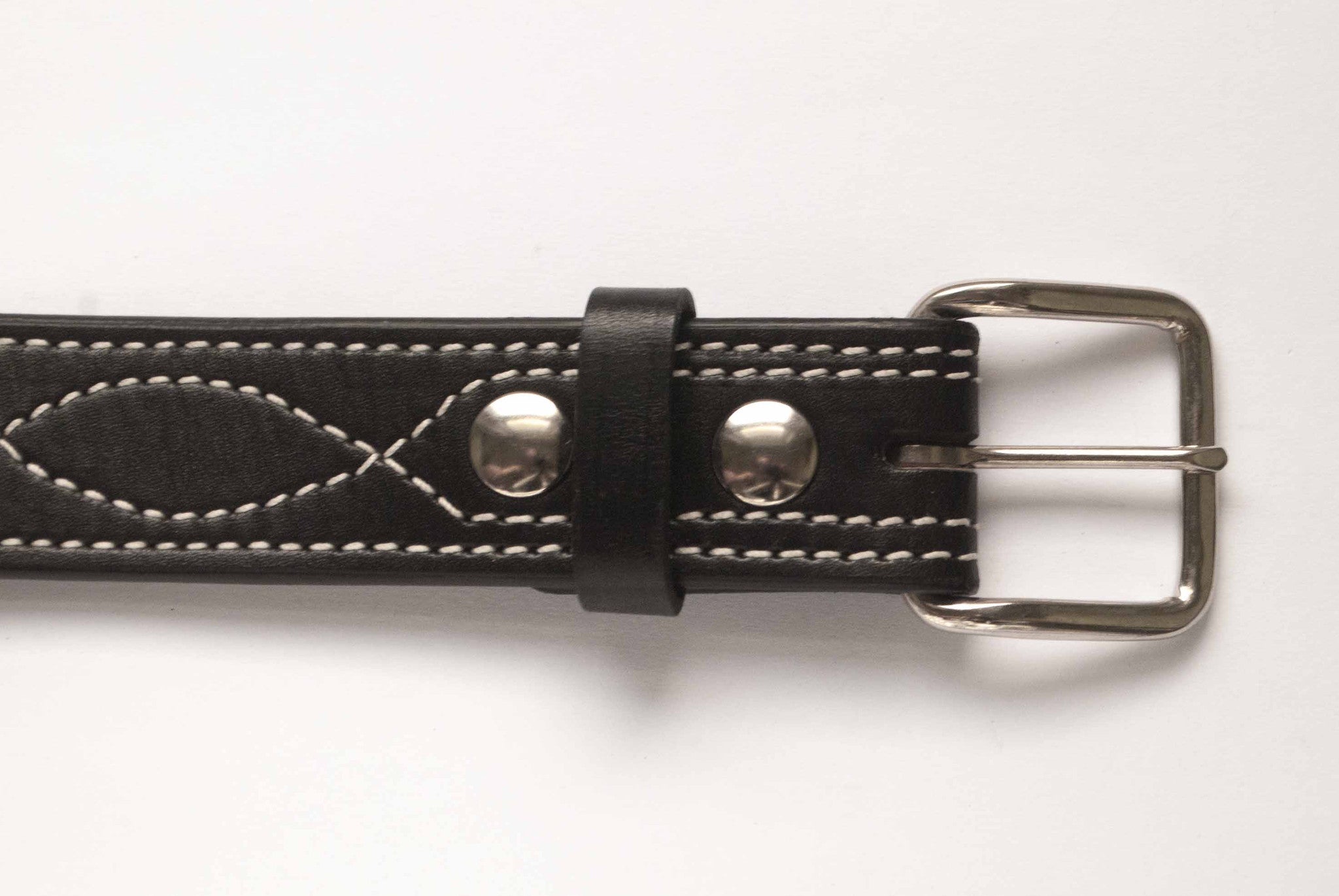 Black Gunfighter Figure 8 Stitch Belt – Gray Jay Leather