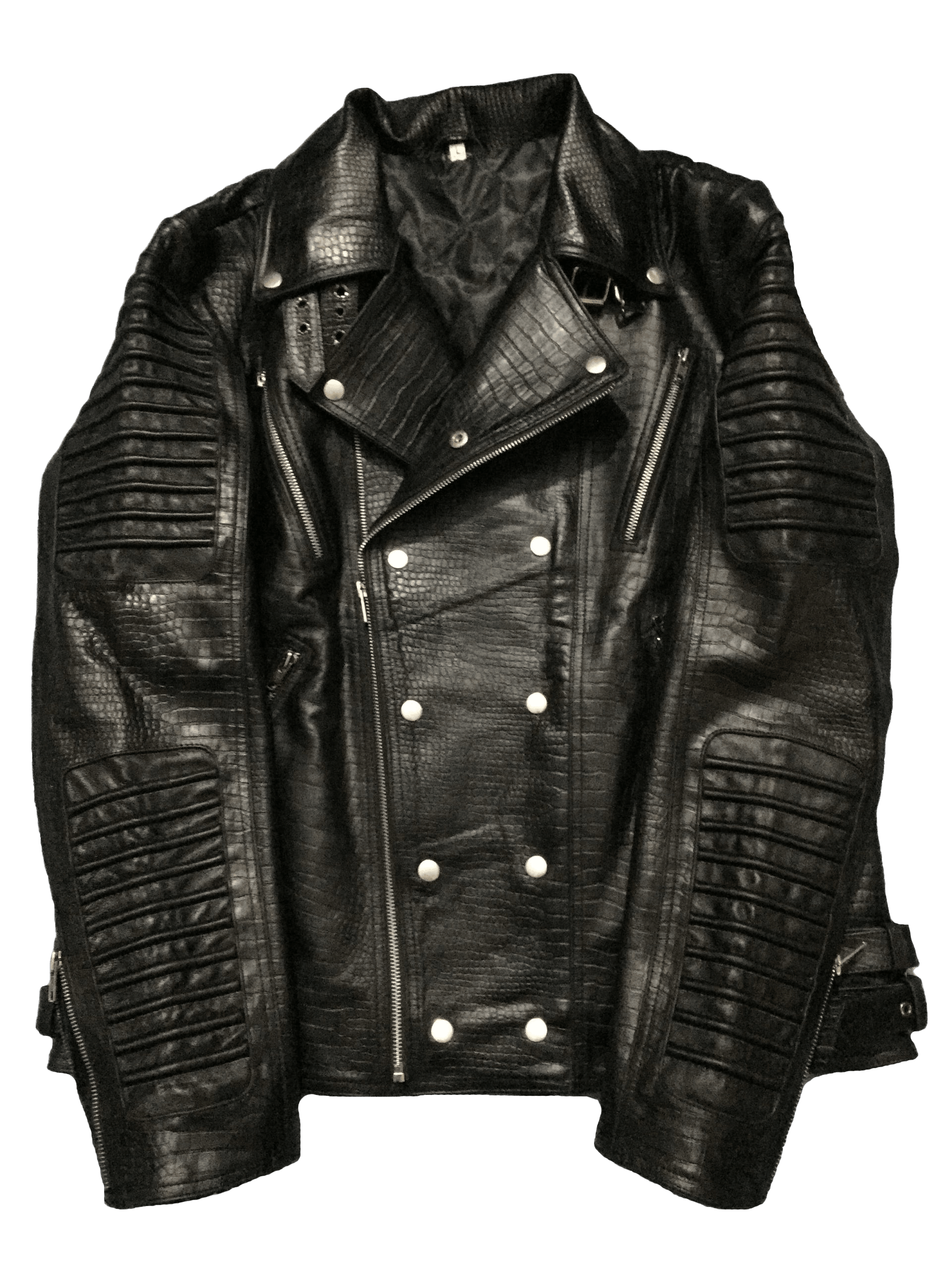 Cafe Racer Crocodile Style Black Leather Jacket | Men Cafe Racer Crocodile Style Leathe Jacket