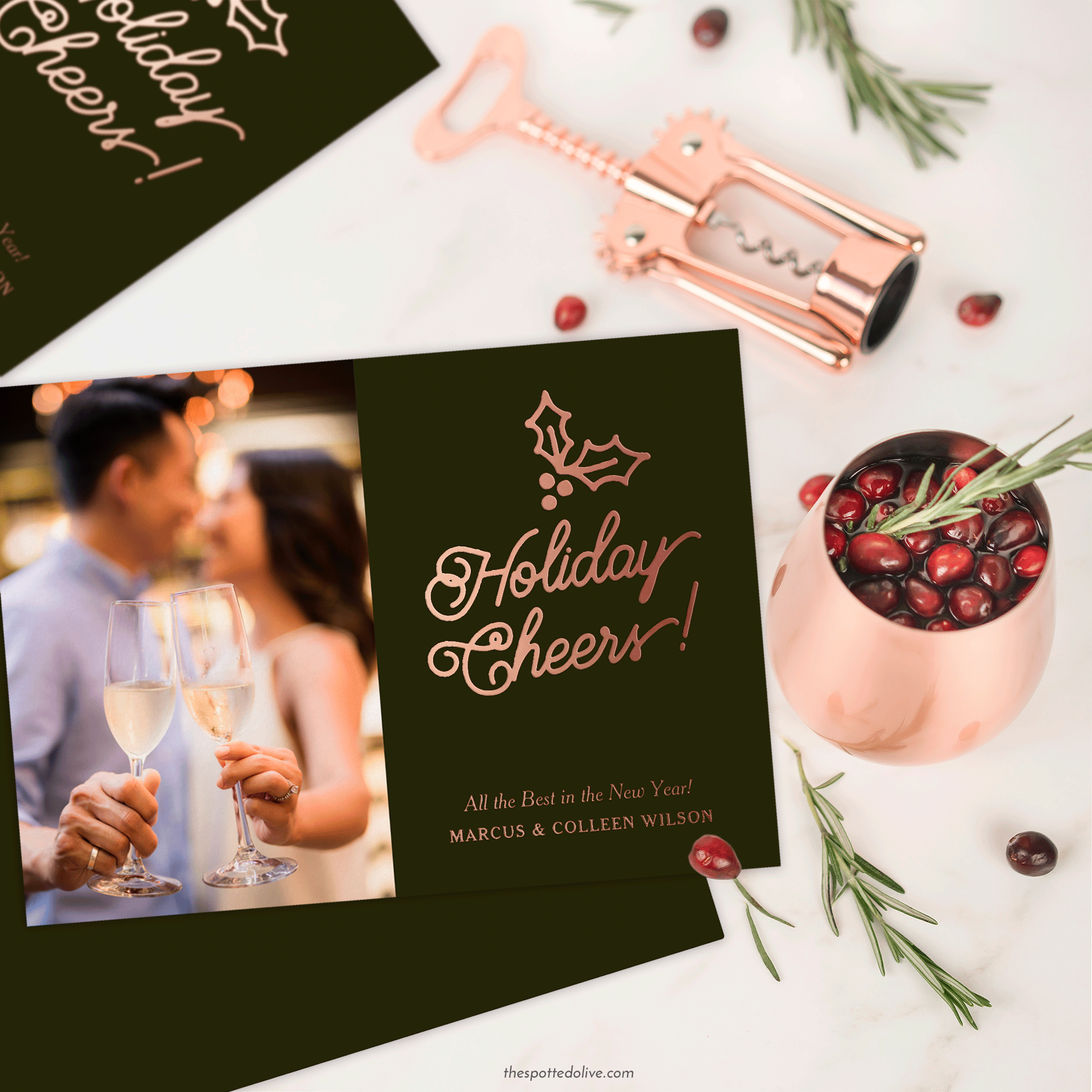 Holiday Cheers Foil Holiday Cards by The Spotted Olive