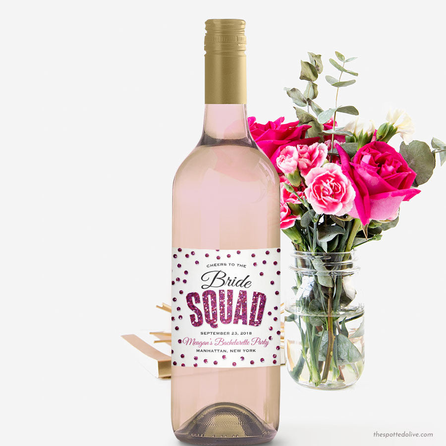 Personalized Wine Labels Hot Pink Confetti The Spotted Olive