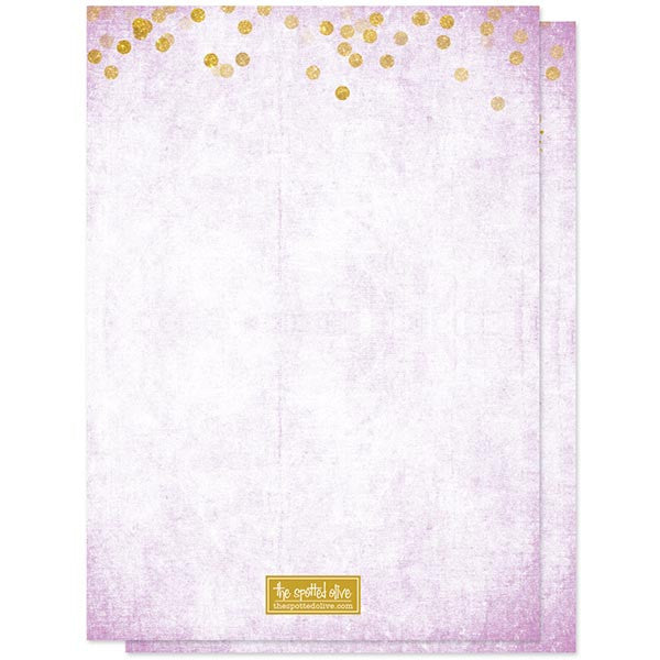 Lavender & Gold Confetti Bridal Shower Invitations | The Spotted Olive