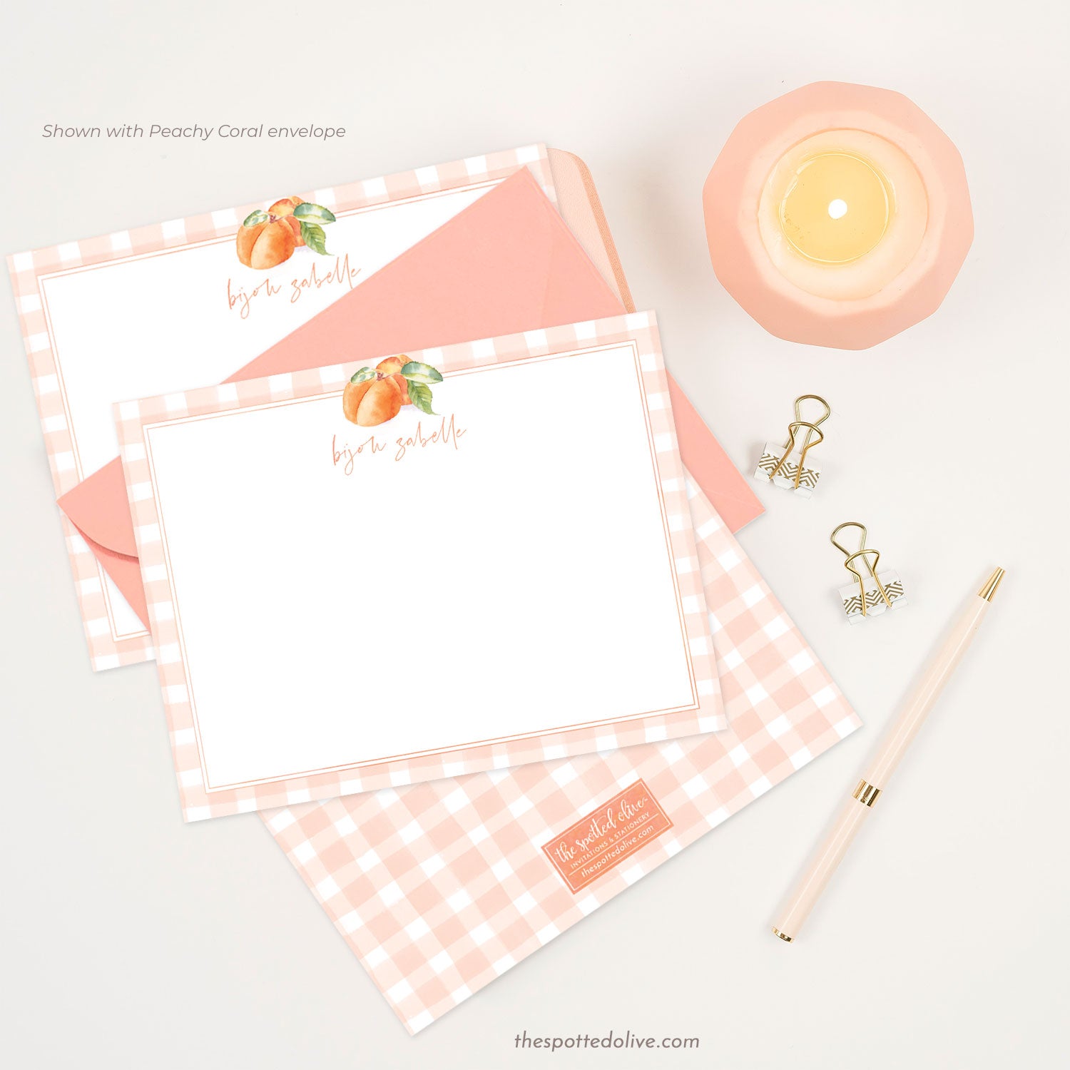 Peaches Personalized Stationery Note Cards The Spotted Olive