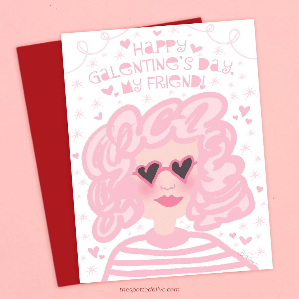 Pink Lady Galentine‘s Day Card by The Spotted Olive