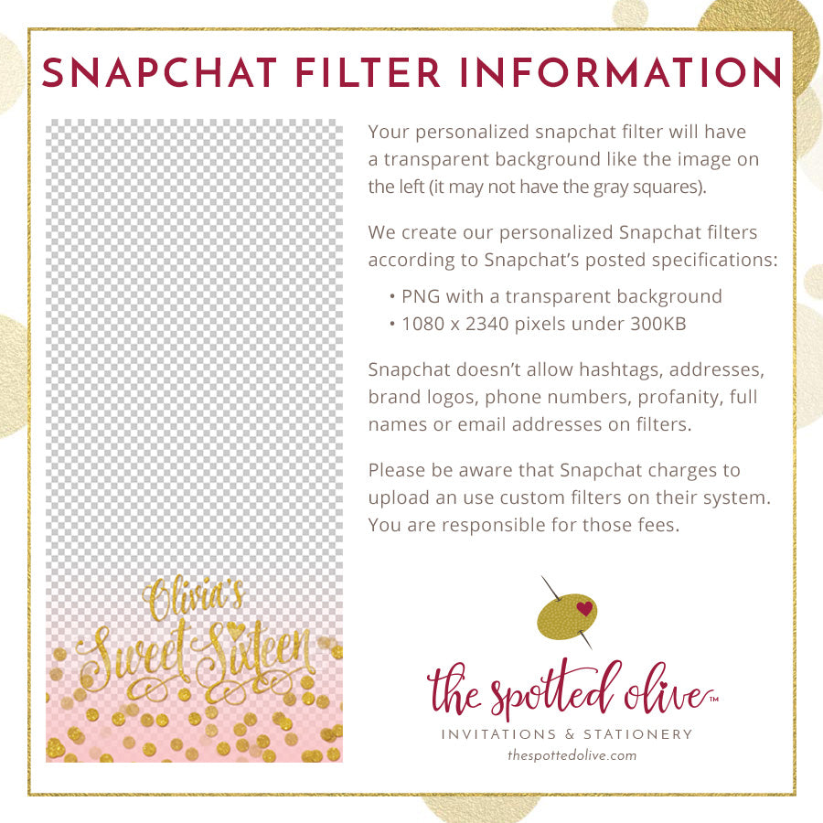 Rose Gold 30th Birthday Personalized Snapchat Geofilter The Spotted Olive