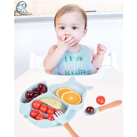 Assiette Bébé Assiette Silicone Antidérapante Bébé Ventouse avec Bavoir  Cuillère