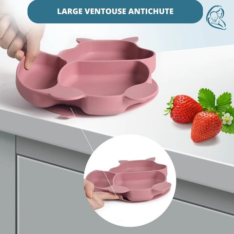 Assiette à Ventouse pour Bébé,Set Assiette à pour Bébé Silicone avec  Ventouse, 2 Pièces, Set Repas pour Enfants pour Tout-petits - Cdiscount  Puériculture & Eveil bébé