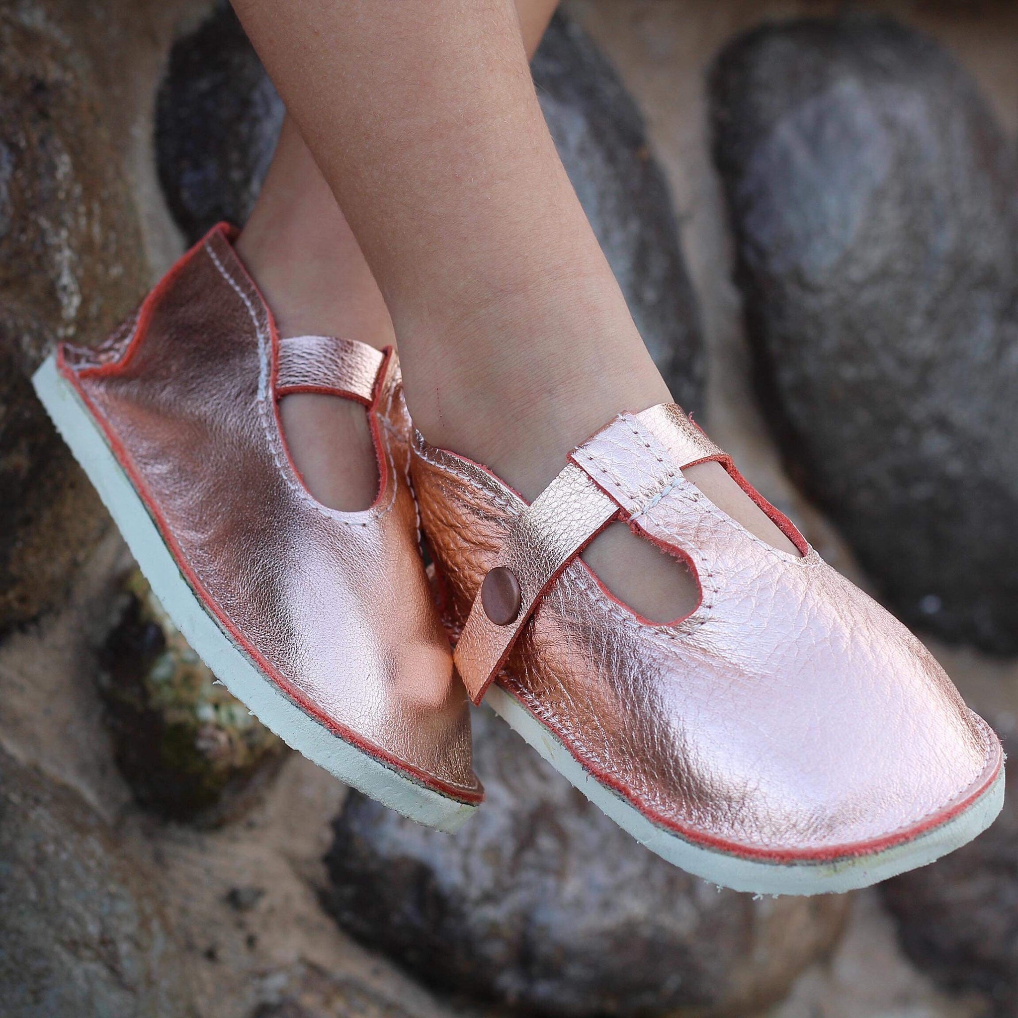 rose gold leather shoes