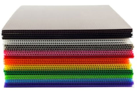 Stacked Coroplast sheets in various colors