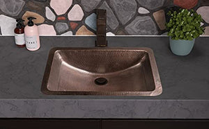 Copper Hand Hammered Venetian Dual Mount Sink (21 inches), (Rectangle)