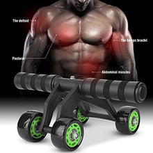 Ab Roller for Abs Workout - 4 Wheel AB Wheel Roller - Workout System - with Knee Protection Pad - Home Gym Workout Exercise Equipment