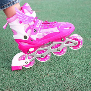 ZALALOVA Kids Adjustable Inline Skates, Safe and Durable Roller Skates, Pink-M (2-5 size）