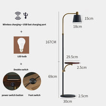 Wireless Charging Solid Wood Metal Living Room & Bedroom Dimmable LED Floor Lamp